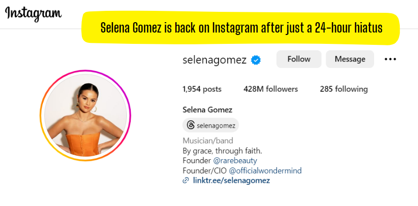Selena Gomez’s Speedy Social Return